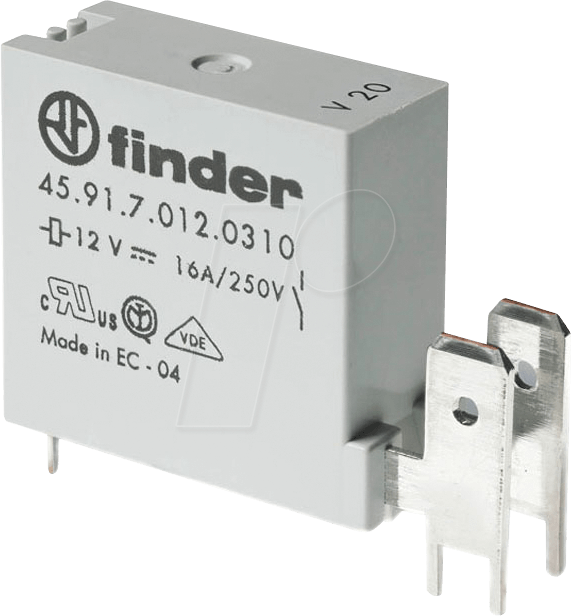 FIN 45.91.7 24V - Relais mit Flachsteckanschlüssen, 1 NO, 16 A, 24 V DC sensitiv