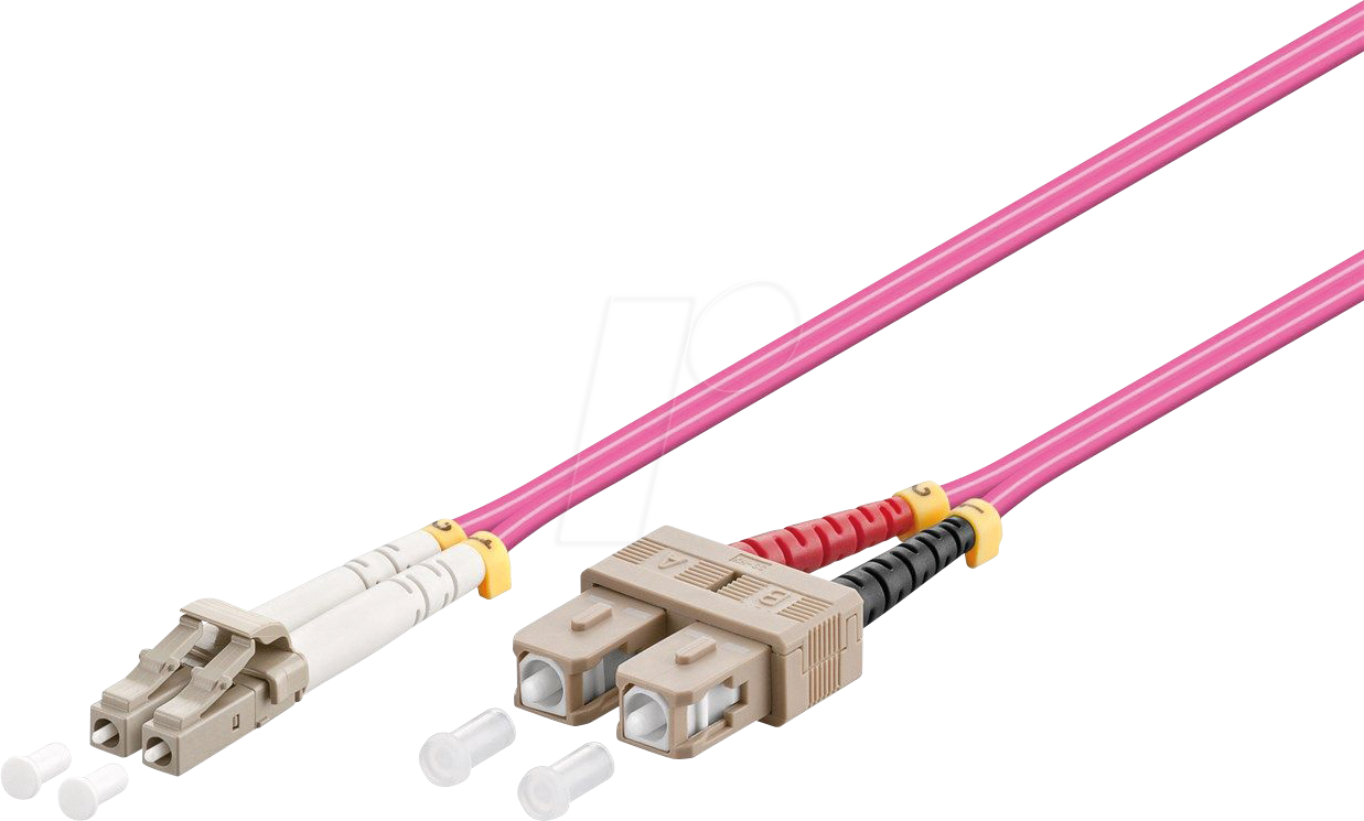 GOOBAY 95942 - Duplex LWL Kabel, LC-UPC Stecker >SC-UPC Stecker, OM4, 0,5 m