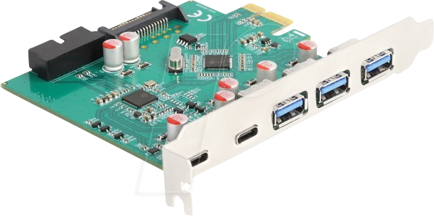 DELOCK 90109 - PCIe x1 > 3x extern USB 3.0 Typ A, 2x Type-C