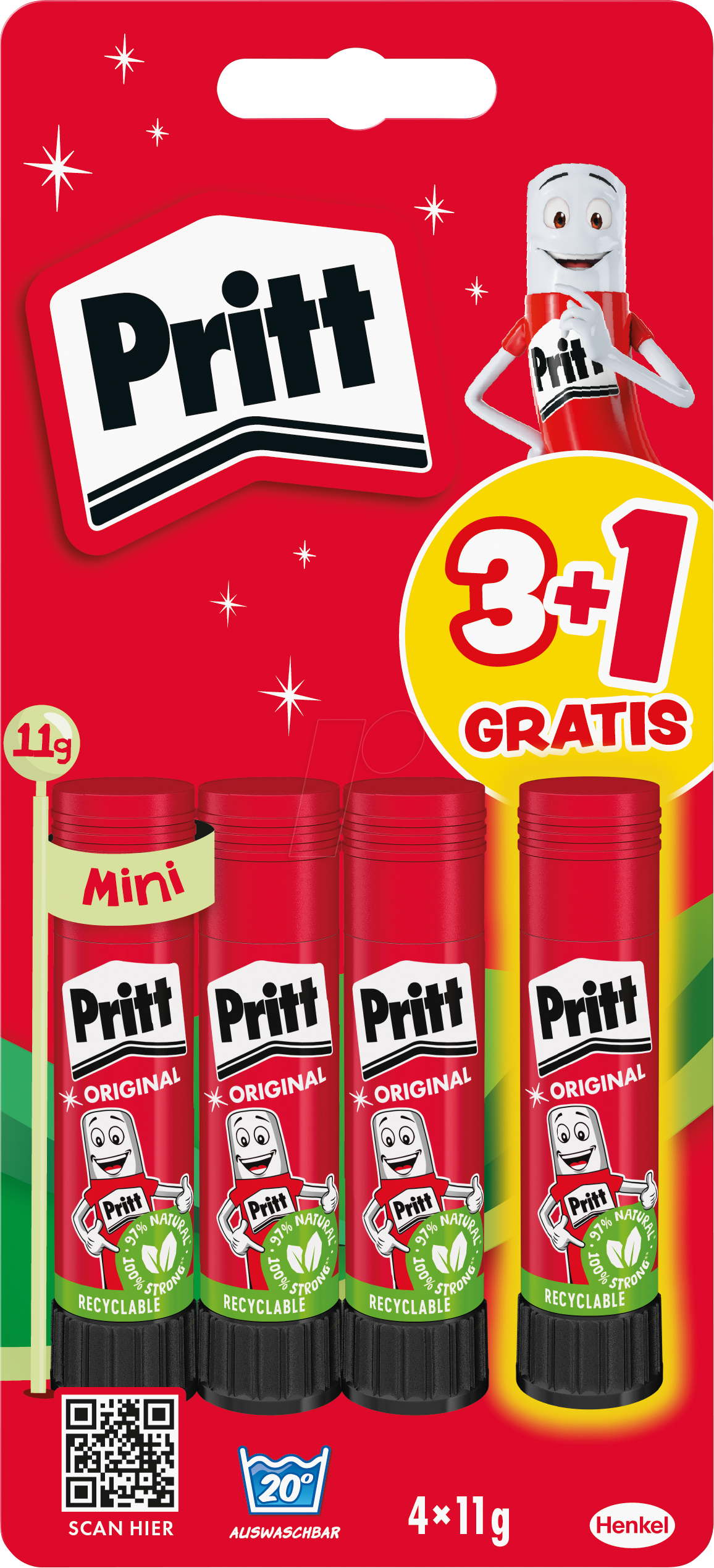 Thumbnail - PRITT 9HPGS6B - Klebestift, das Original, 4x 11g
