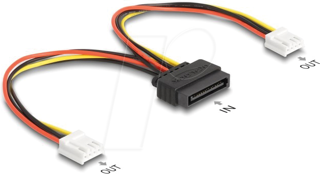 DELOCK 66611 - Power SATA 15 Pin St. > 2x Floppy 4 Pin Bu. 15 cm