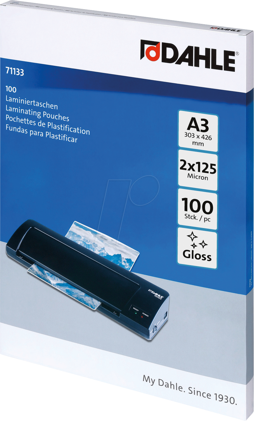 DAHLE 71133 - Laminierfolien, DIN A3, 125 mic, 100 Stück