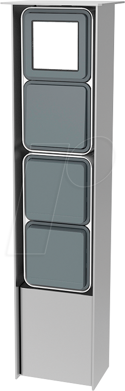 JEHOKA 40449245 - Edelstahl-Säule B 4.4, 1 Leuchte, 1 Schalter, 2 Steckdosen