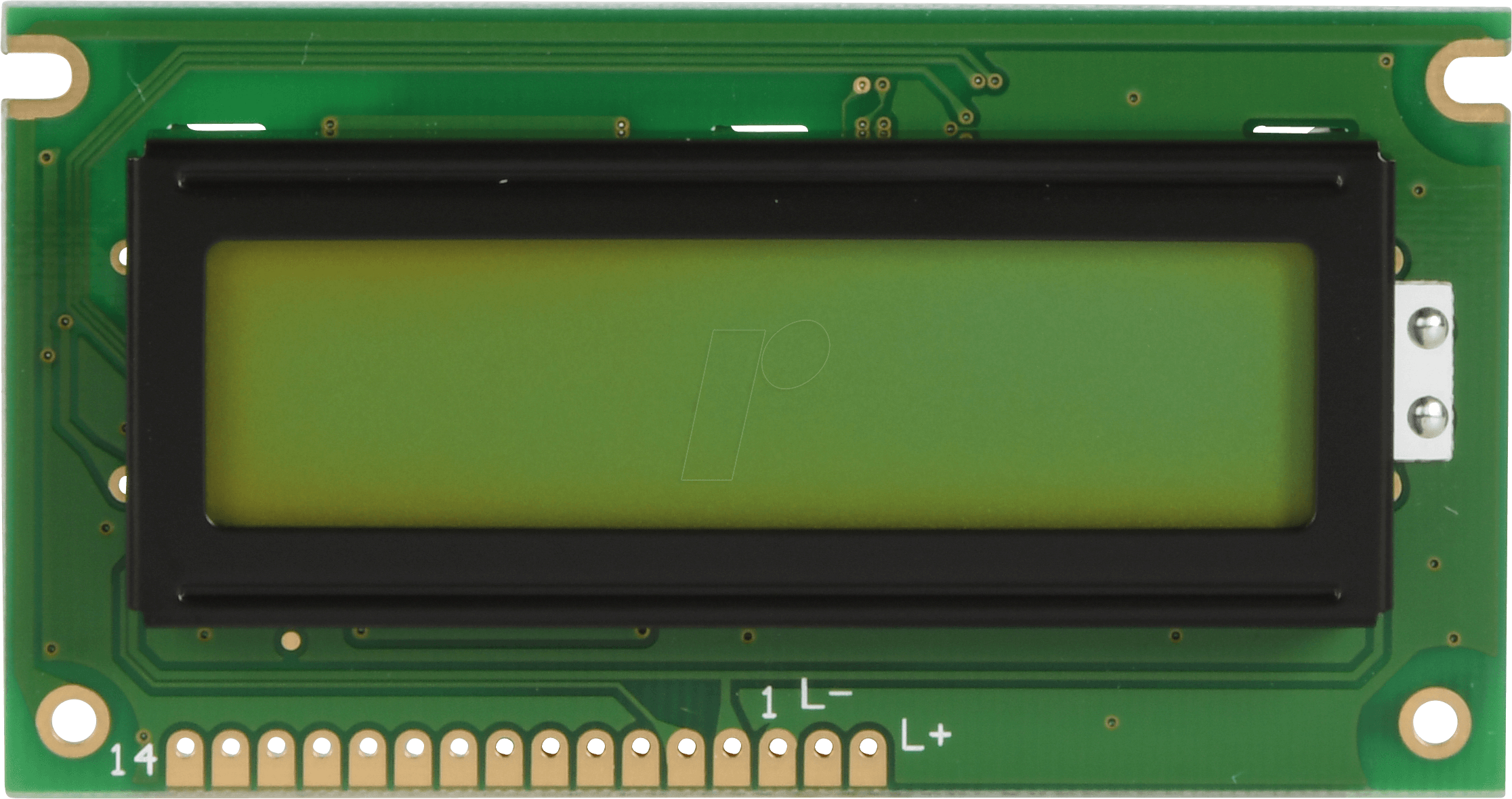 LCD-PM 2X16-6 E - LCD-Modul, 2x16, H:5,6mm, ge/gn, m.Bel.