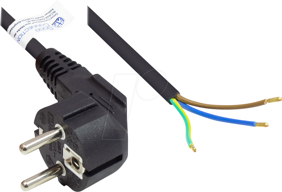 GC P0185-S030 - Netzkabel Typ E+F CEE 7/7 > offene Enden, schwarz, 1,00 mm², 3 m