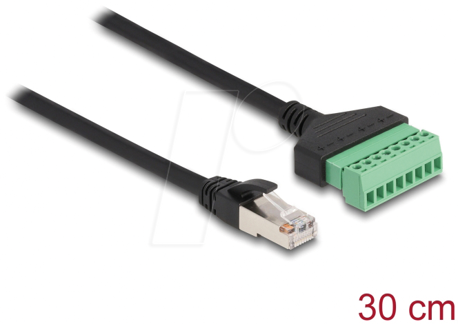 DELOCK 65975 - RJ45 Kabel Cat.6 Stecker > Terminalblock, 30 cm, 2-teilig