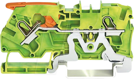 WAGO 2104-1207 - 2-Leiter-Schutzleiterklemme, mit Hebel 4,0 mm², grün-gelb