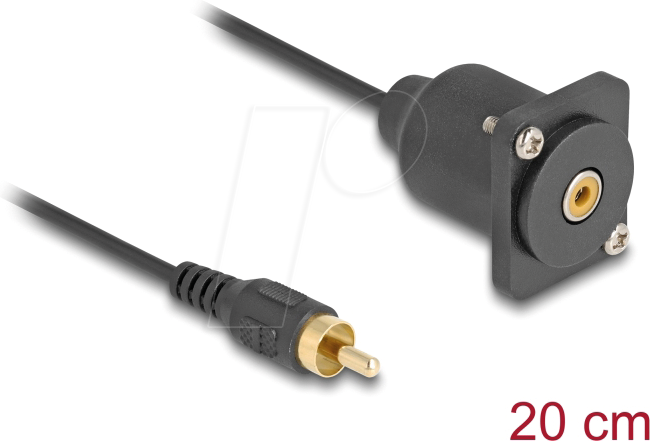 DELOCK 88152 - Cinch Kabel, Stecker / Buchse, D-Typ, schwarz, 20 cm