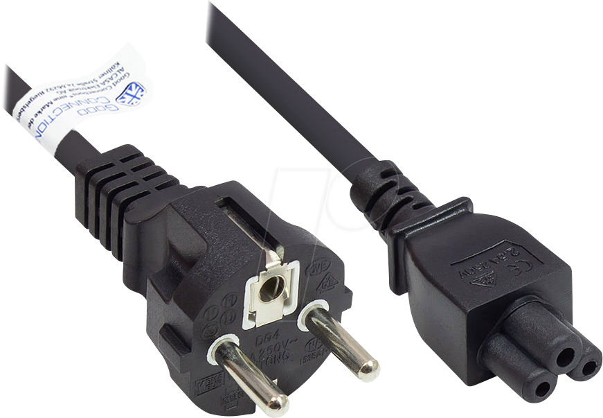 GC P0005-S050 - Netzkabel Typ E+F CEE 7/7 auf C5 , schwarz, 0,75 mm², 5 m
