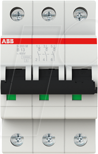 ABB S203M-B13 - Leitungsschutzschalter, Char. B, 13 A, 3 polig
