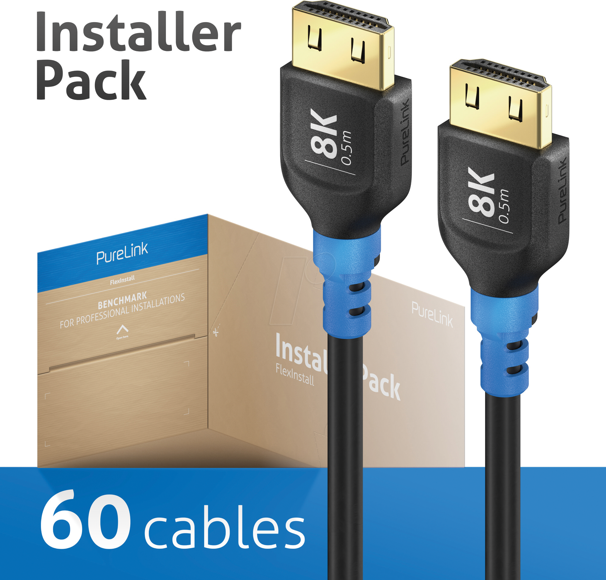 FI-H100-005-PCK - HDMI Kabel - Flexinstall, 8K60Hz, 0,50 m, 60er Pack