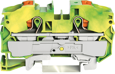 WAGO 2216-1207 - 2-Leiter-Schutzleiterklemme, mit Drücker 16 mm², grün-gelb
