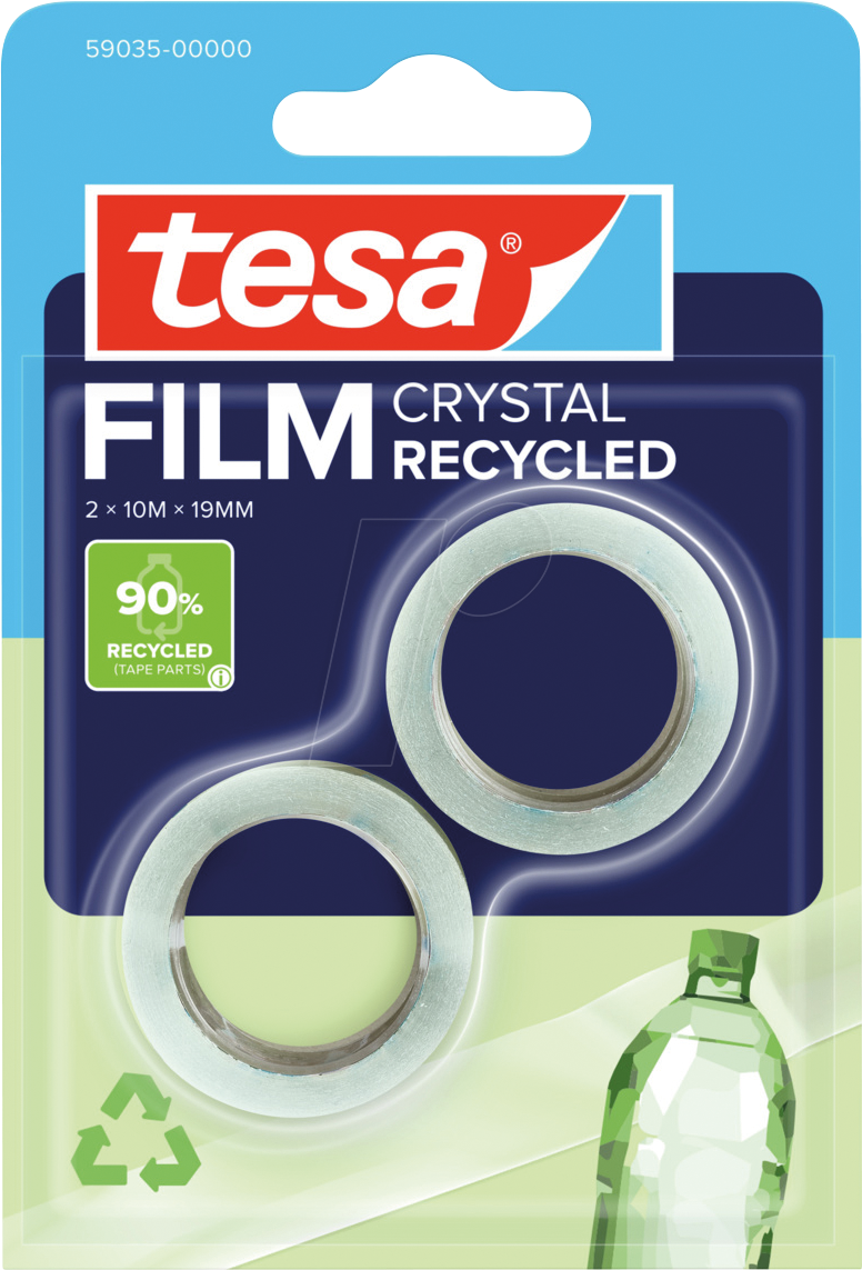 TESA 59035 - tesafilm® CRYSTAL RECYCLED, 10 m x 19 mm, 2 Rollen