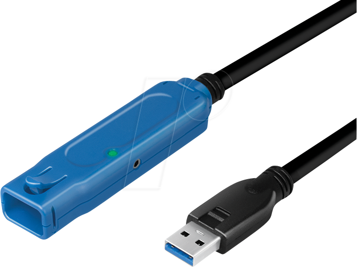LOGILINK UA0400 - USB 5 Gb/s Kabel, A Stecker auf Buchse, Verstärker, blau/schwarz