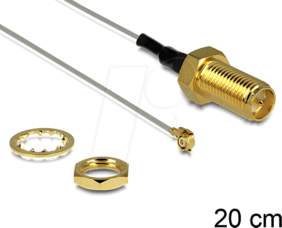 DELOCK 88810 - WLAN Kabel, RP-SMA Einbaubuchse, MHF II/U.FL-LP(V)-040
