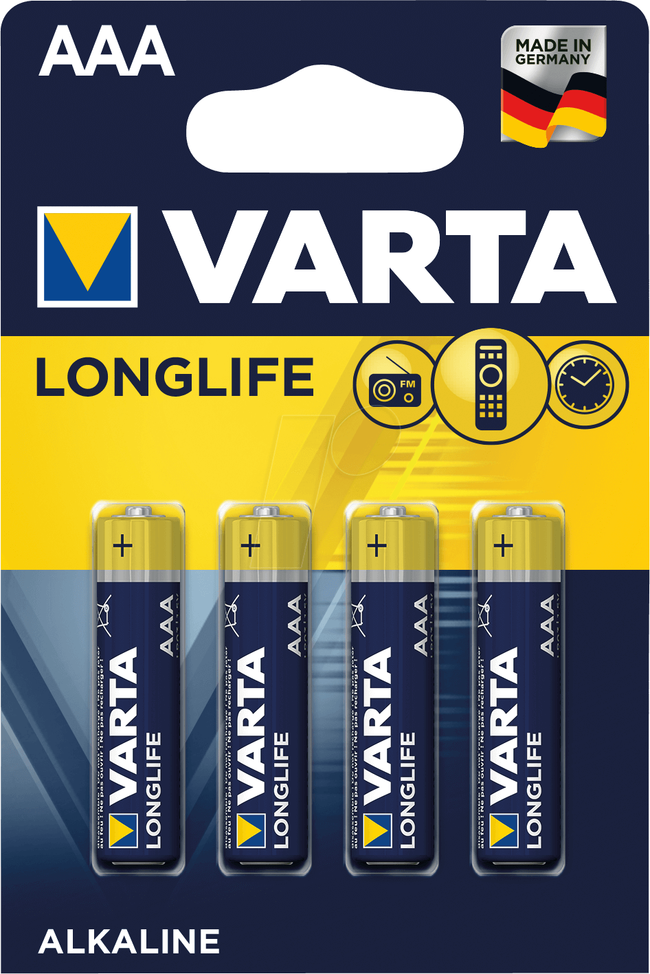 VARTA LL4 MICRO - Longlife Extra, Alkaline Batterie, AAA (Micro), 4er-Pack