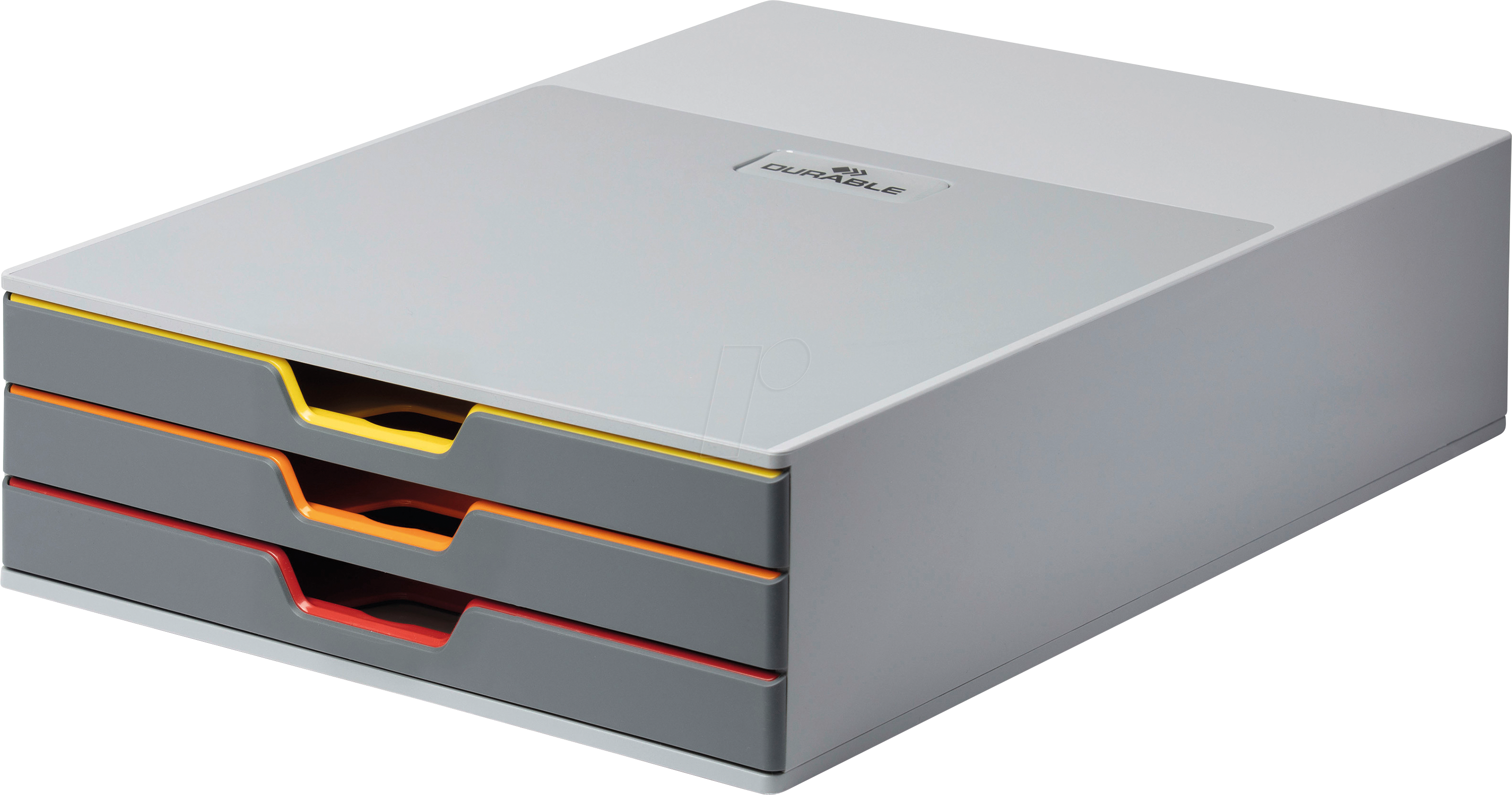 DURABLE 760327 - Ordnungsbox mit 3 farbigen Schubladen