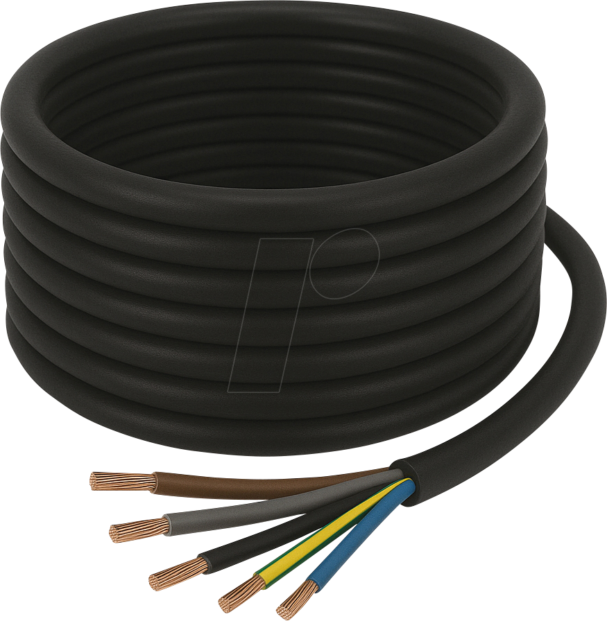 H05RR F515 100M - Gummischlauchleitung H05RR-F, 5 x 1,5 mm, 100 m, schwarz