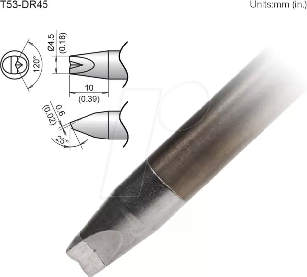 HAK T53-DR45 - Aktiv-Lötspitze T53-DR45, 4,5 mm, meißel, rille