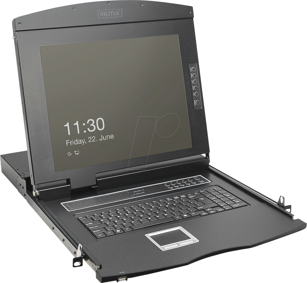 DIGI DS72221-5US - 19 Zoll KVM Konsole, 19'' HD TFT mit Tastatur US, 16-Port Cat 5