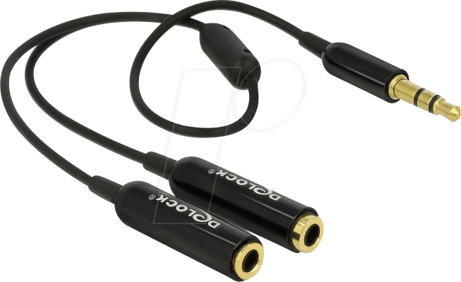 DELOCK 65356 - Audio Kabel, 3,5 mm Klinkenstecker auf 2x Kupplung, 0,25 m