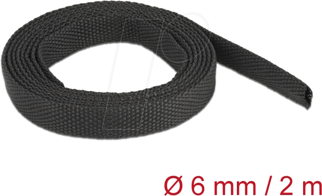 DELOCK 20791 - Gewebeschrumpfschlauch 2 m x 6 mm Schrumpfungsrate 2:1 schwarz