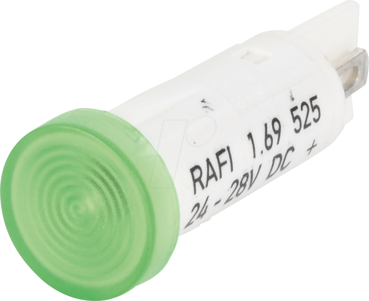 RAFI 525.210 - LED-Signalleuchte, grün, 24 - 28 V, Ø 10 mm, rund, FASTON