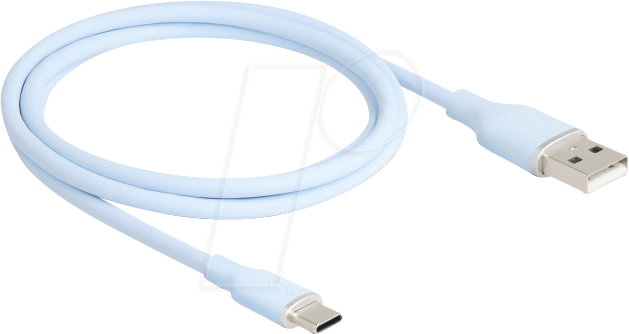 DELOCK 81222 - USB 2.0 Kabel, A Stecker > C Stecker, Silikon, blau, 1,0 m