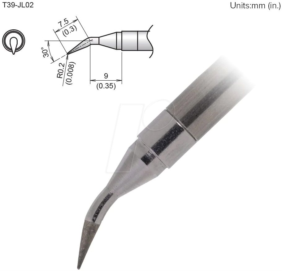 HAK T39-JL02 - Aktiv-Lötspitze T39-JL02, 0,2 mm, gebogen, konisch