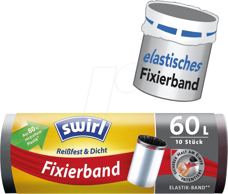 SWIRL 5022 - Swirl Müllbeutel, Fixierband 10 Stk, 60 Liter