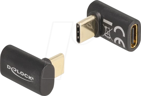 DELOCK 60056 - USB 4.0 Adapter, C Stecker auf C Buchse, gewinkelt, schwarz