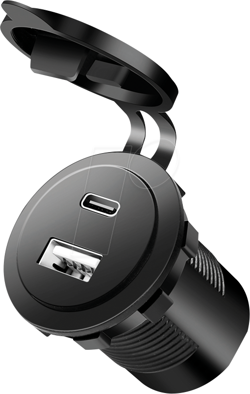 LOGILINK PA0330 - KFZ - USB-Ladebuchse, 12/24V, 60 W, Einbau, mit Deckel