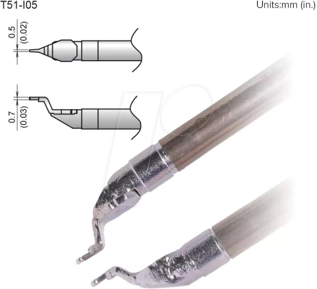 HAK T51-I05 - Aktiv-Lötspitze T51-I05, 0,5 mm, chip, dünn, konisch, 2 Stück