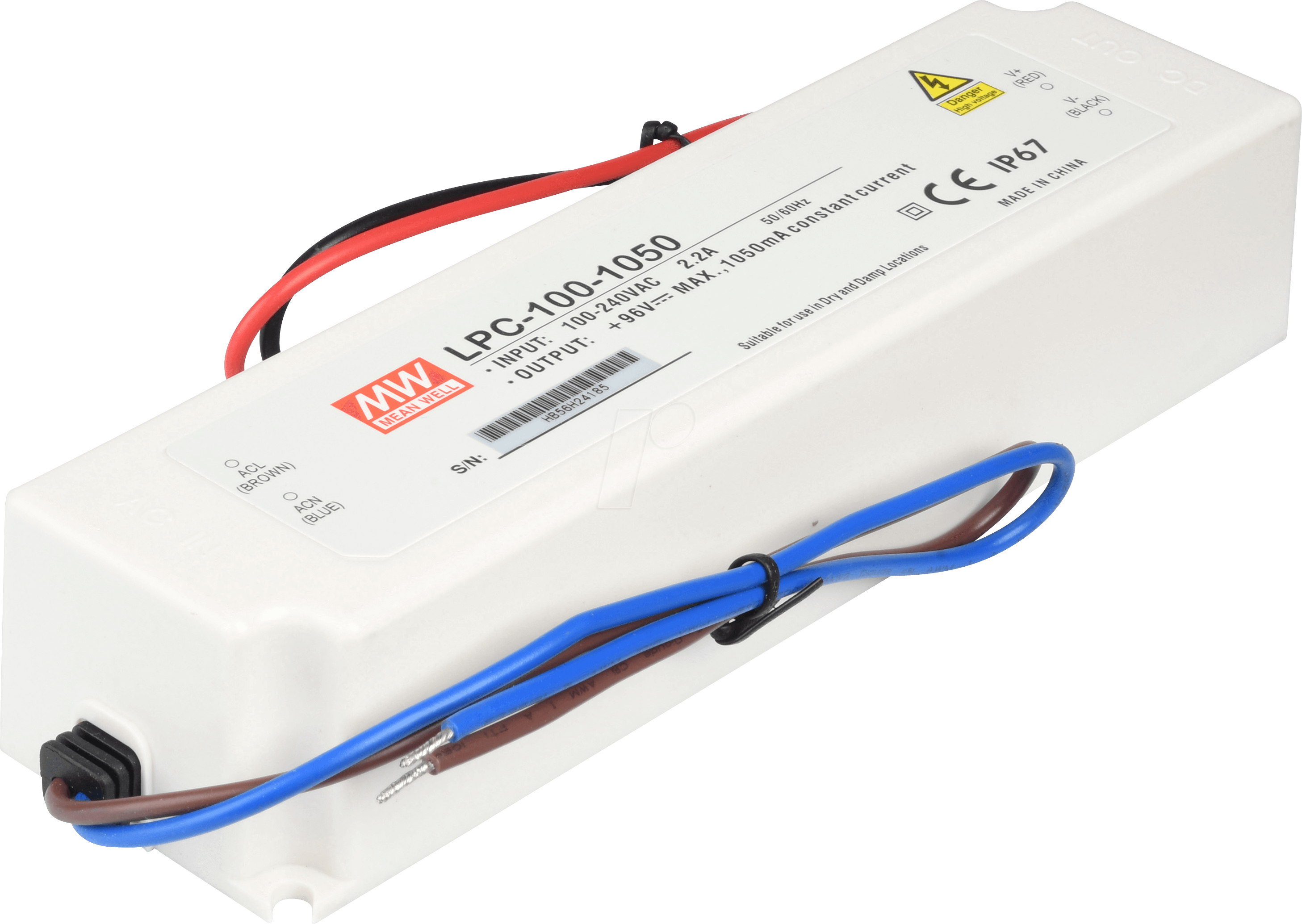 MW LPC-100-1050 - LED-Trafo, 100 W, 48 - 96 V DC, 1050 mA