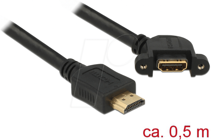 DELOCK 85467 - Einbau-Kabel HDMI A Stecker > HDMI A Buchse 4K, 110°, 50 cm