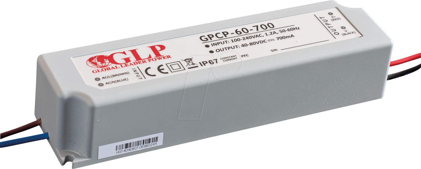 Thumbnail - GPCP-60-700 - LED-Netzteil, 56 W, 700 mA, 40-80 V DC, IP67, mit PFC