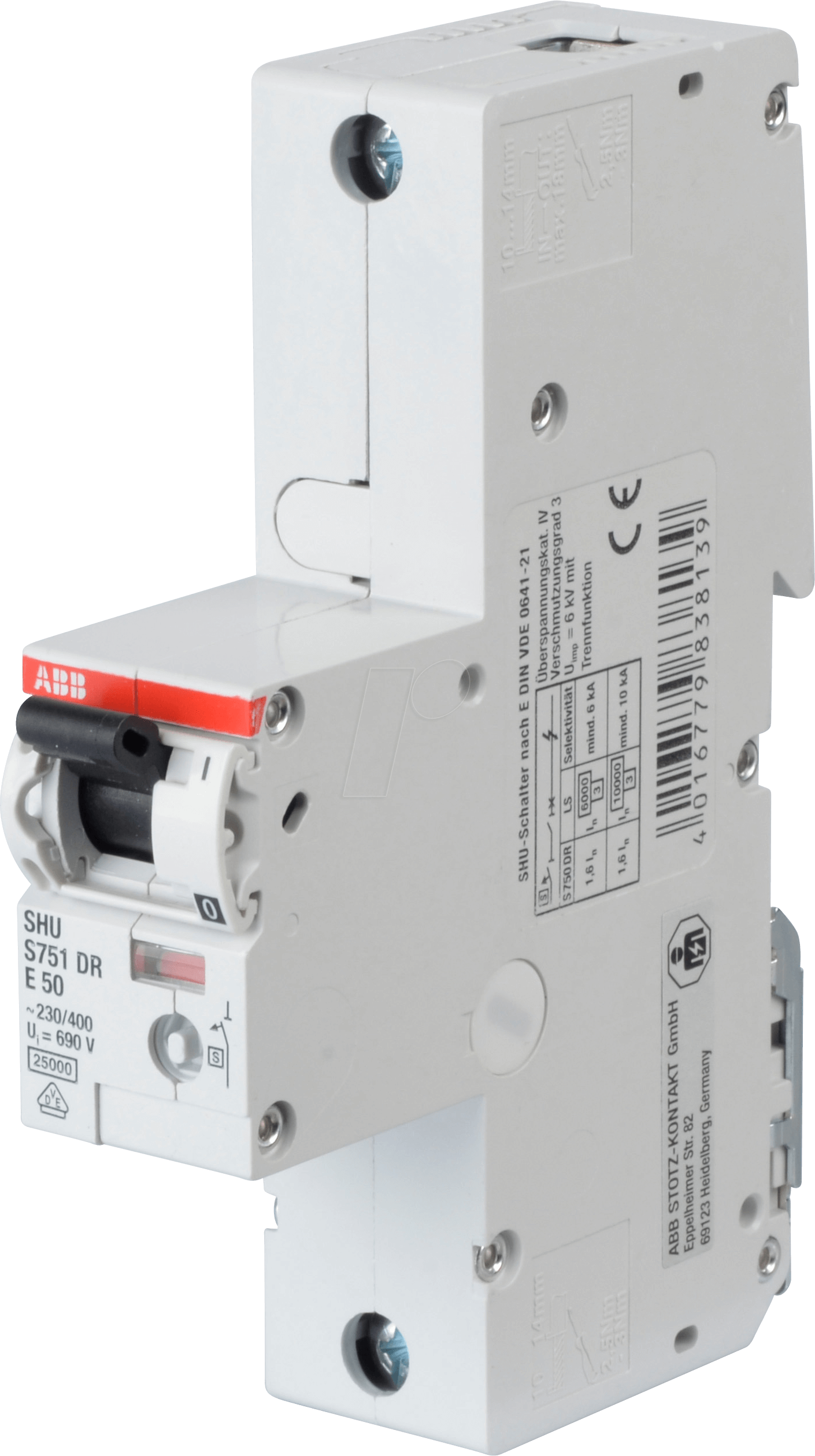 ABB S751DR-E50 - Hauptsicherungsautomat, selektiv, 50 A, 1 polig