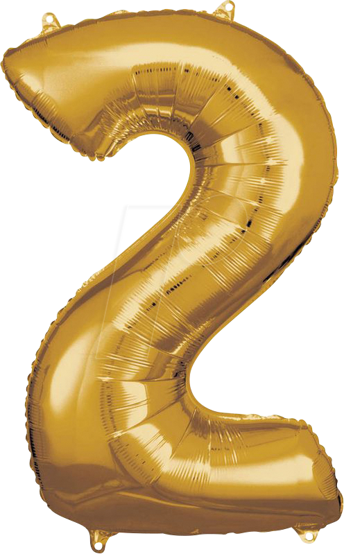 AMSC BALLON 2 GO - AMSCAN Folienballon Zahl 2 gold