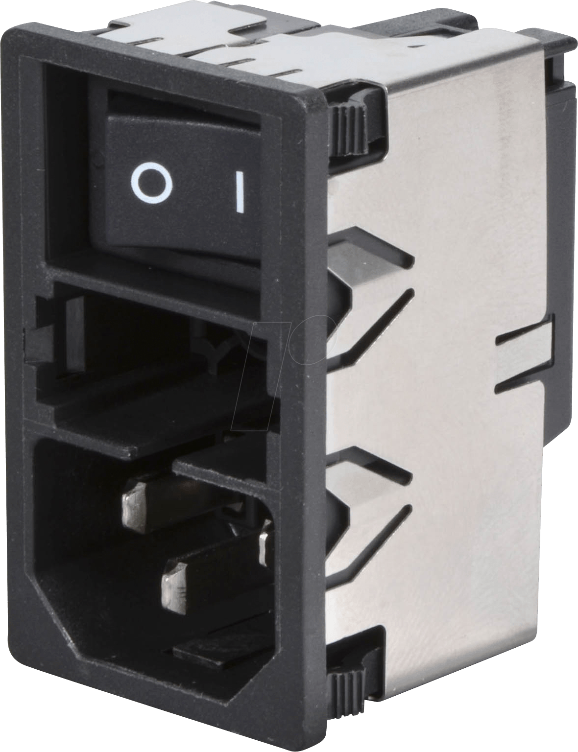 KM 01.1105 - Kaltgerätestecker mit Schalter, Snap-In