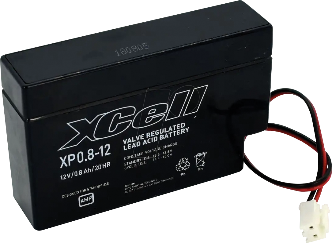 XCELL XP08-12JST - Blei-Vlies-Akku, 12 V, 0,8 Ah, JST Stecker