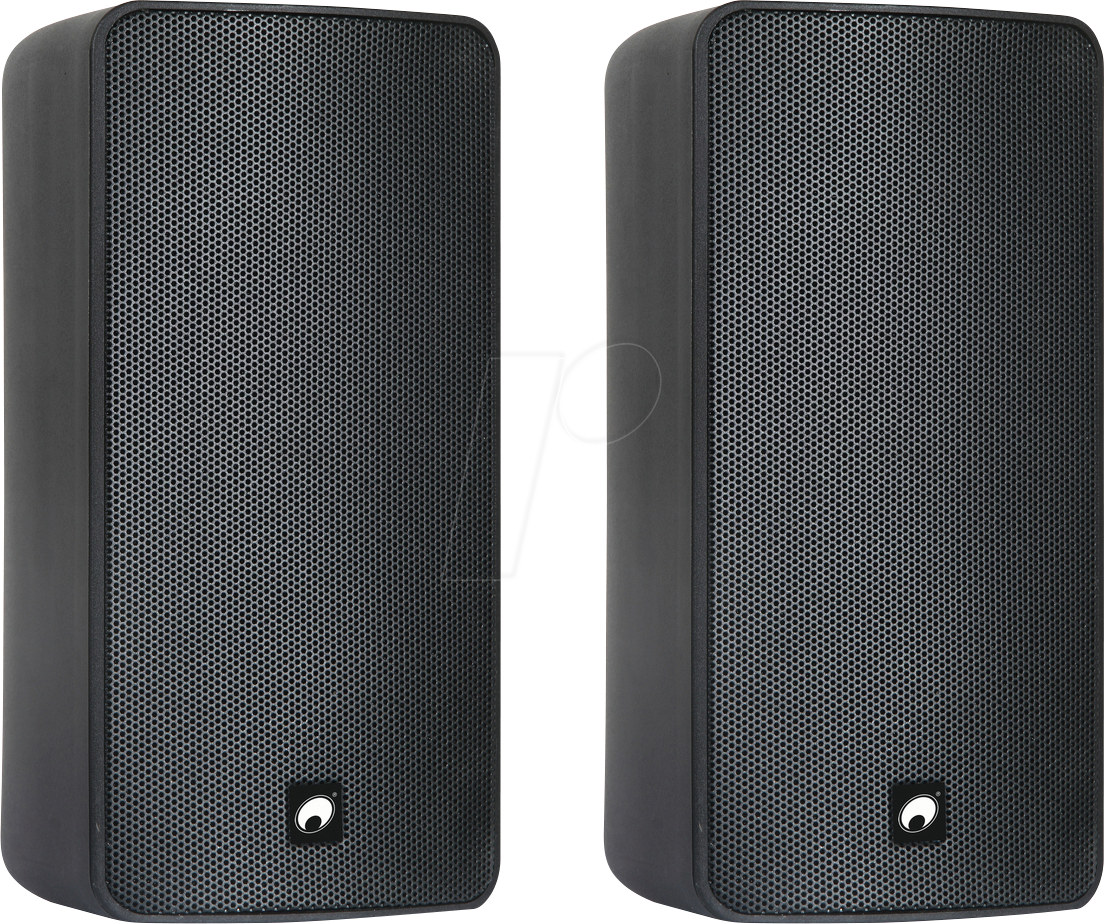 OMNI 11036954 - 2-Wege-Lautsprecherpaar mit Halterung, 80 W, 16 Ohm, schwarz