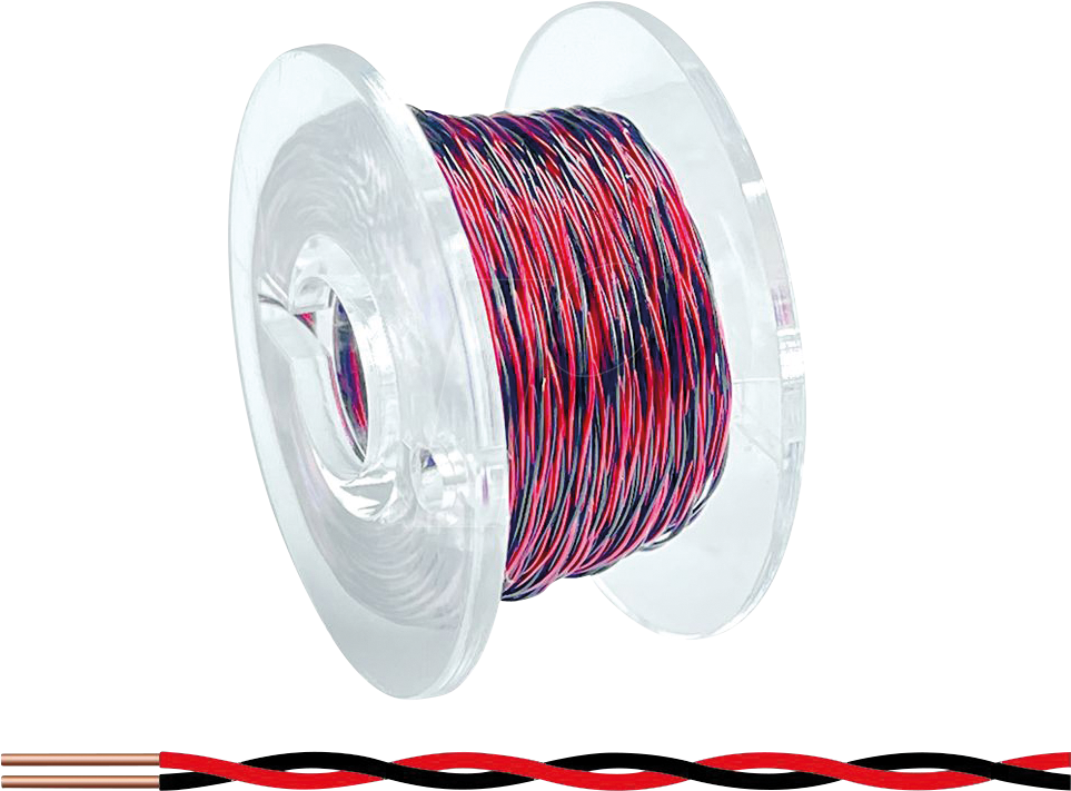Thumbnail - DON LD152-01 - Cu Lackdraht, Ø 0,15mm, 10m, rot/schwarz, verdrillt