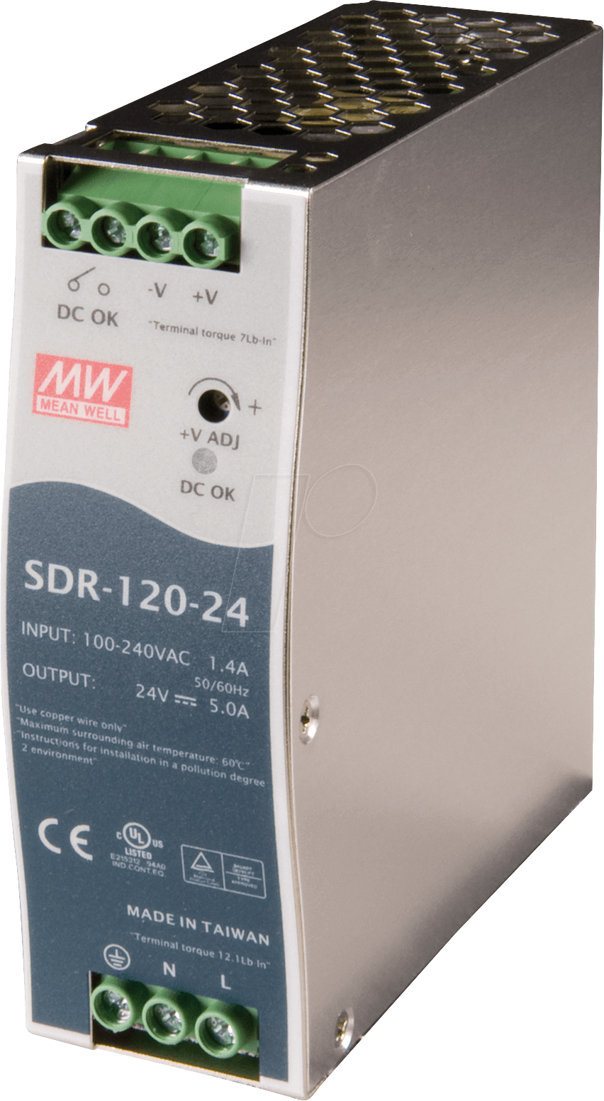 SNT MW-SDR120-12 - Schaltnetzteil, Hutschiene, 120 W, 12 V, 10 A