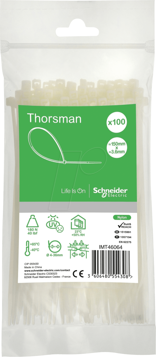 IMT46064 - Kabelbinder Cintura, 150 x 3,6 mm, natur, Beutel à 100 Stück