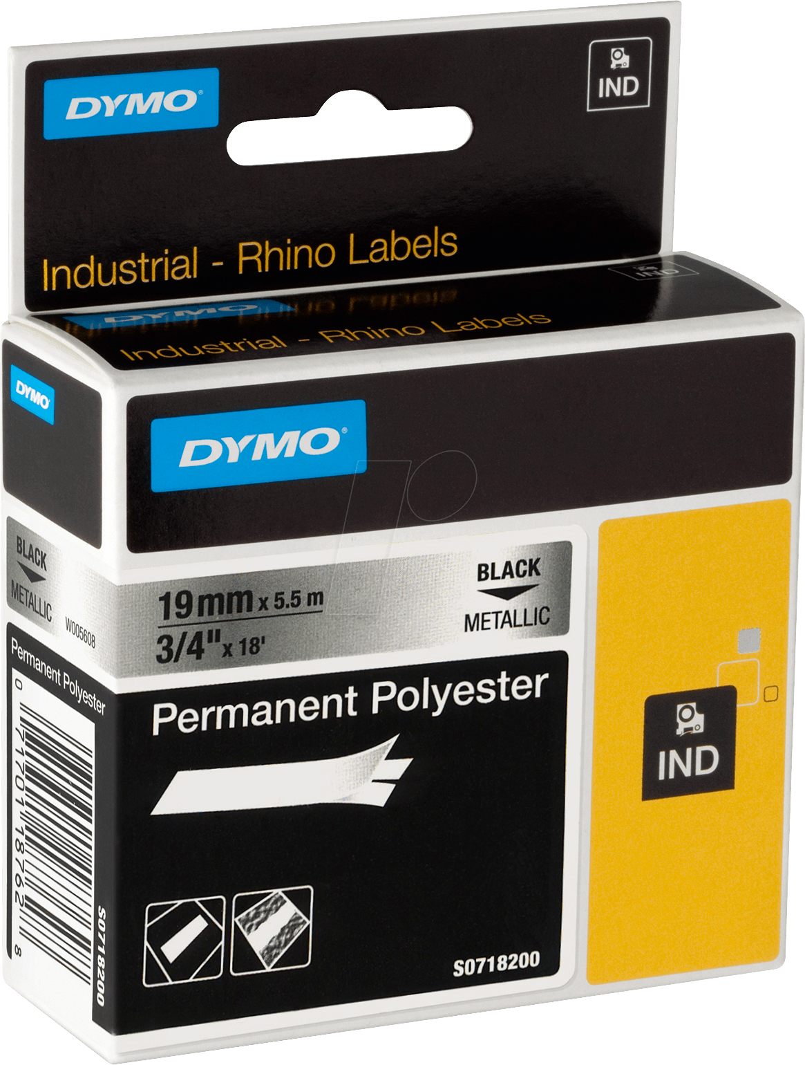 DYMO IND 18487 - DYMO IND Polyester, 19mm, schwarz/metallic