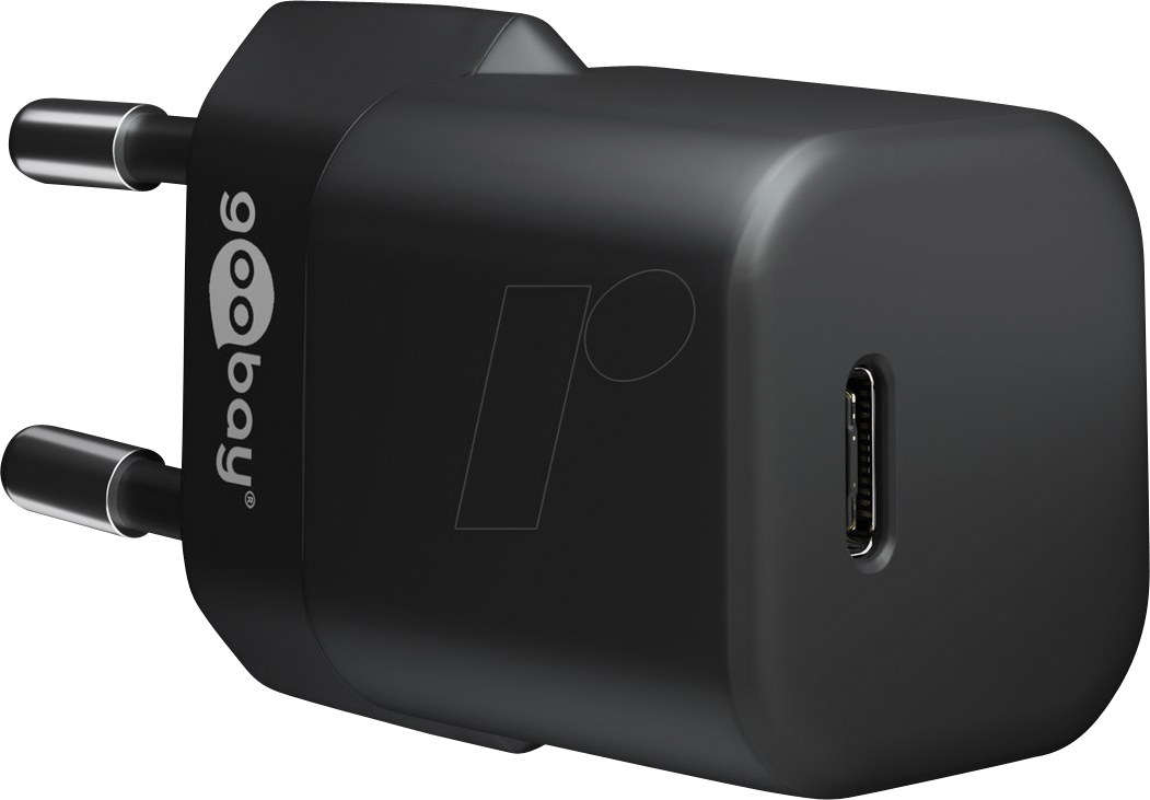 GOOBAY 65403 - USB-Ladegerät, 20 W, 1x USB-C (PD), GaN, schwarz
