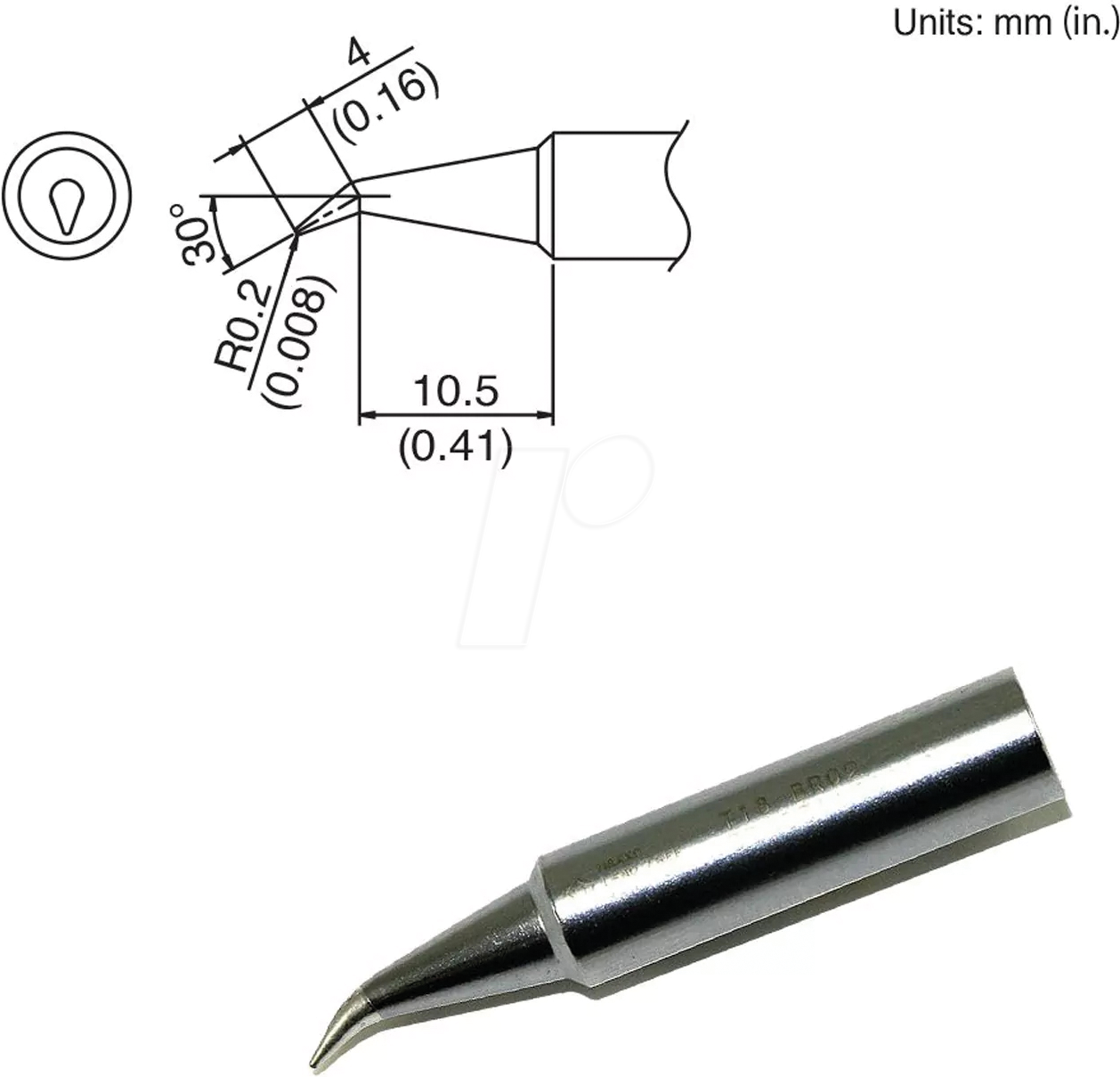HAK T18-BR02 - Lötspitze T18-BR02, 0,2 mm, gebogen, konisch