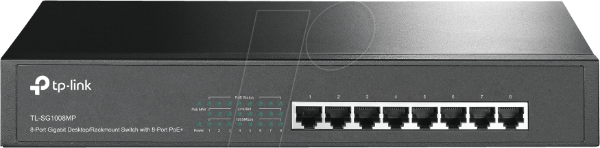 Thumbnail - TPLINK TLSG1008M - Switch, 8-Port, Gigabit Ethernet, PoE