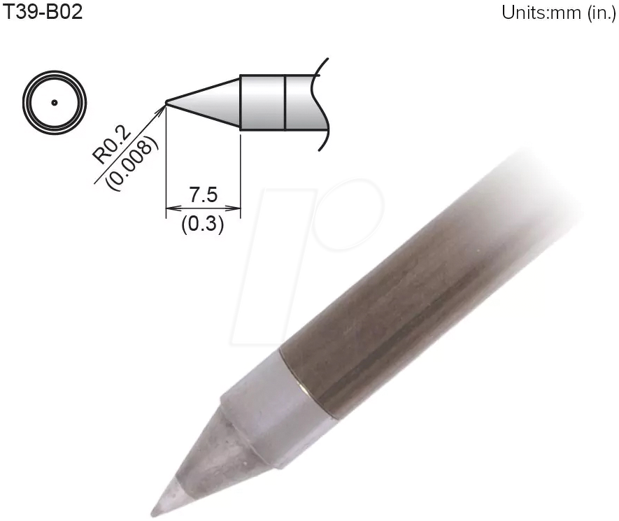 HAK T39-B02 - Aktiv-Lötspitze T39-B02, 0,2 mm, konisch