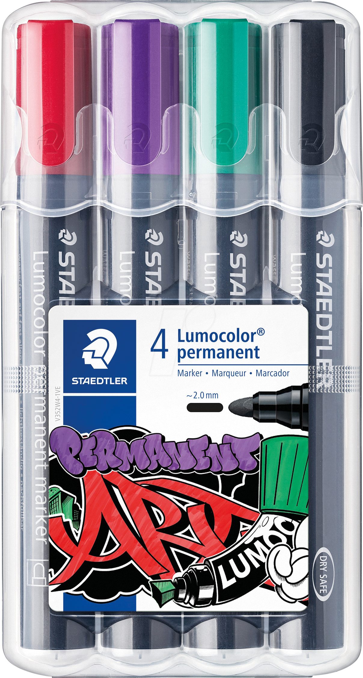 STAEDTLER 352W41 - Permanent Marker, 2 mm, Set, 4 Farben